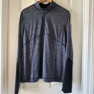 Be Inspired Charcoal and Black Long Sleeve Quarter Zip Activewear Top Size Large